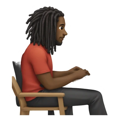 Black-guy-with-dreads-wearing-black-trackstuit-sitting-down-on-chair facing-foward-focused-on-laptop-computer- sticker