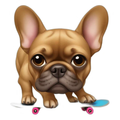 brown french bulldog on skateboard sticker