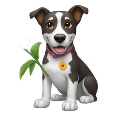 Dog giving a flower sticker