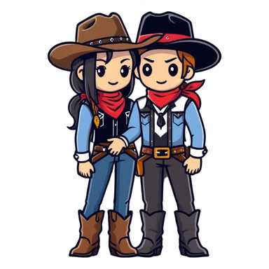Cowboy Couple Gothic  sticker
