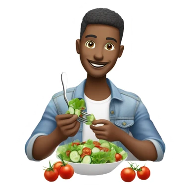 Person eating salad sticker