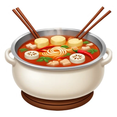 Chinese hot pot with spicy broth and ingredients, simplified emoji sticker