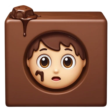 Cartoon chocolate mini pastry peeking from behind tiny wall, suspicious eyes, tiny chocolate smudges, chibi style, Twitch emoji style, transparent background, colorful
 sticker