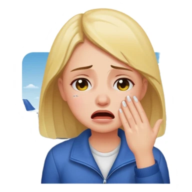Girl crying at an airport  sticker