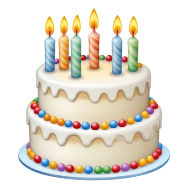 Beautifully decorated whole birthday cake with frosting and candles on top sticker