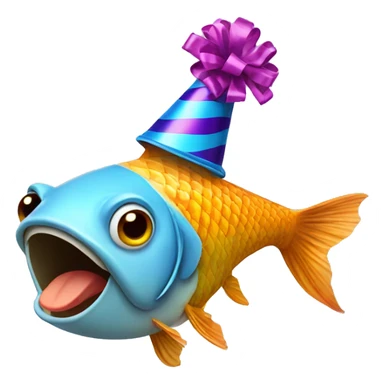 Fish in a party hat sticker