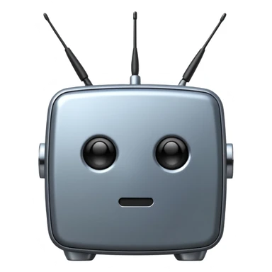 A 2d TV box facing the camera that reads AI that has antennas on it. It has no face. sticker