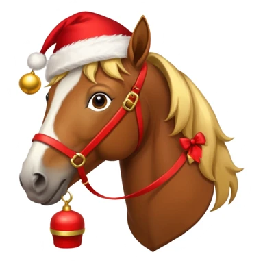 christmas brown horse with a red saddle sticker