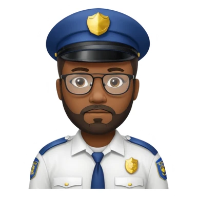 Police officer with glasses and beards(white uniform) black man sticker