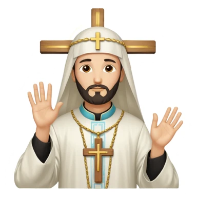 Orthodox Christian priest crossing himself (making the sign of the cross) with the movement of the Cross outlined in gold streaks sticker