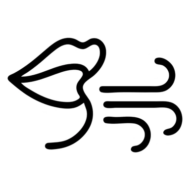outline icon of a mouth exhaling, linear, simple sticker