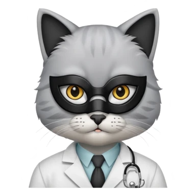 doctor cat, white coat, black mask sticker