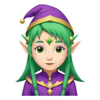 green hair elves, wearing purple  sticker