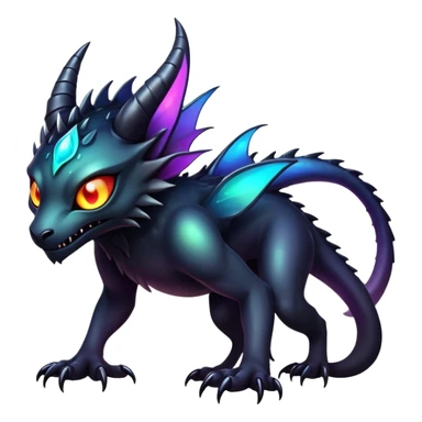  Iridescent gradient black dark fakemon-fantasy-creature sticker