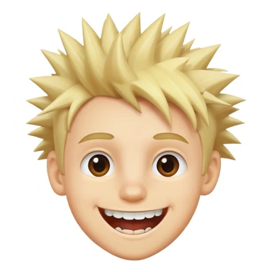 Um garoto loiro feliz com cabelos espetados e dentes longos. sticker