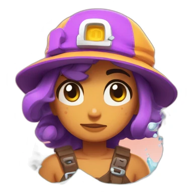 shelly de brawl stars avec un pistoet a eau sticker
