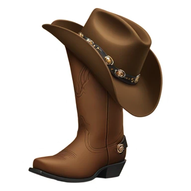 Brown ariat boots with black cowboy hat on top  sticker