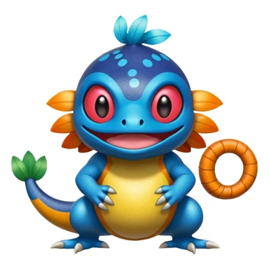 Elemental shimmering lucky charming smiling cute Croagunk-Dragalge-Hawlucha-Pokémon-Fakémon-hybrid-creature sticker