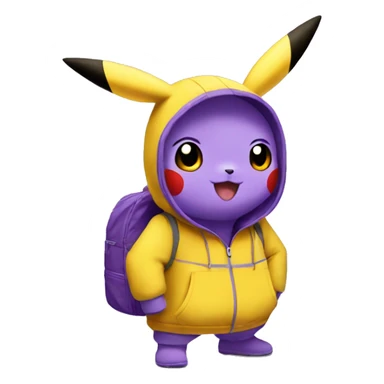 Pikachu wearing a purple nike tracksuit and wearing crocs sticker