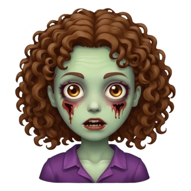 girl zombie with curly brown hair sticker