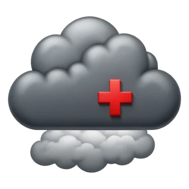 Red Cross symbol with dark storm cloud, representing negativity sticker