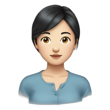 Evelyn Cathy Widjaja - asian black hair girl - blue armless shirt sticker