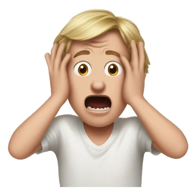 Kevin from Home Alone, putting both hands on his face and screaming of fear. bring the hands down lik he is putting on his cheeks. sticker