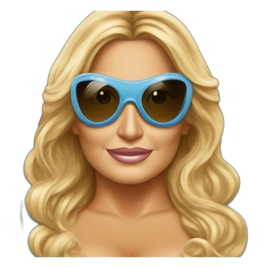 Jennifer Coolidge wearing tanning UV goggles sticker