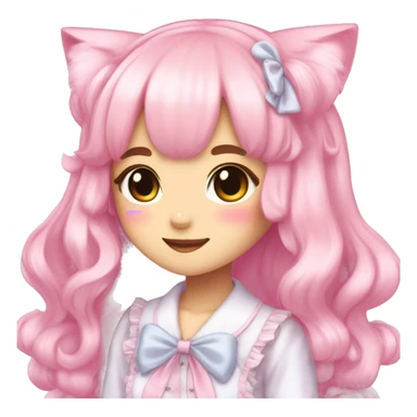 Shiny Blushing Cute Kawaii Pastel Lolita Anime Catgirl pink hair Trending Style Cottagecore Pastelcore  sticker