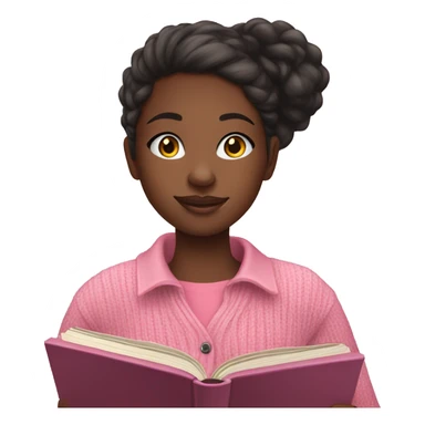 black teenage girl wearing a pink button up sweater reading a book  sticker