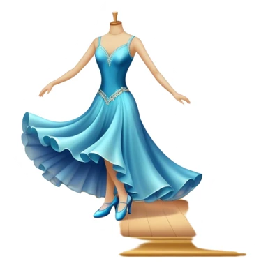 Icon for Ballroom Dance: elegant dance shoes, a flowing ballroom dress, and a dance floor with soft lighting. The icon should capture the grace, elegance, and style of ballroom dancing. Transparent background. sticker