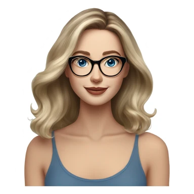 Shoulder length Balayage pale model lady with glasses and blue eyes happy  sticker