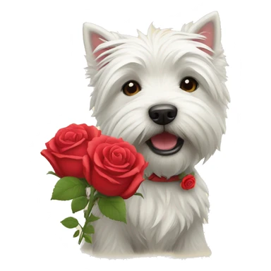 West highland terrier with a red rose in its heaf sticker