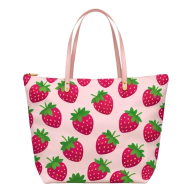 Pink strawberry patterned tote bag sticker
