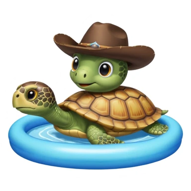 Cute blow up pool turtle with a cowboy hat sticker