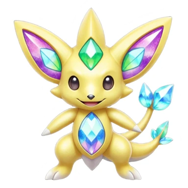 Elemental shimmering lucky charming smiling cute Genesect-Jirachi-Dragalge-Hawlucha-Pokémon-Fakémon-hybrid-creature sticker