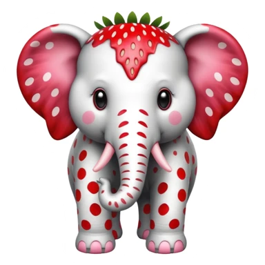 Make a  black and white strawberry elephant sticker