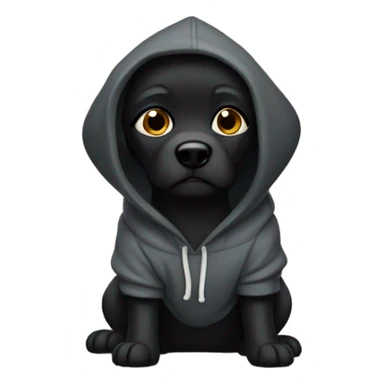 Black Dog wearing a hoodie sticker