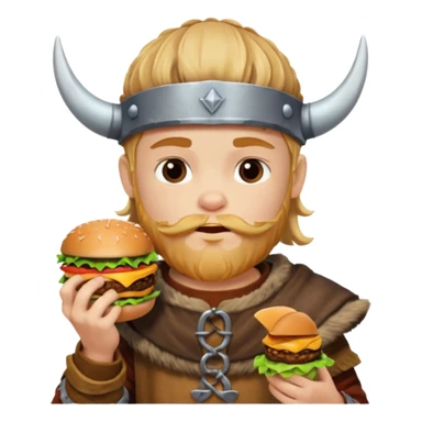 young boy viking eating burger sticker