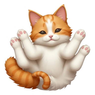 ginger and white small cat in funny positions upside down with eyes closed sticker