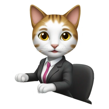 business female cat working at desk in office sticker