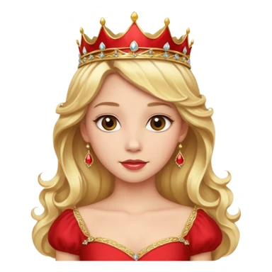 Princess in red Dress with gold Tiara, long wavy Blonde Hair sticker