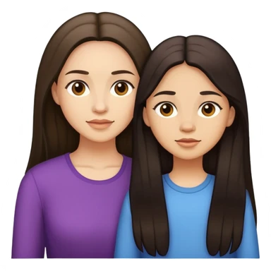 Mother and daughter with Lightskin and Long Dark Hair sticker