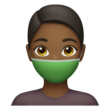 brown girl wearing a green face mask sticker