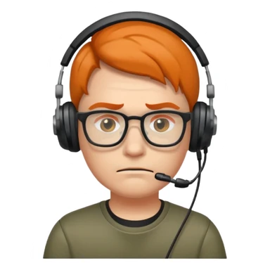 FROWN EXPRESSION WITH GLASSES GAMER WITH HEADSET sticker