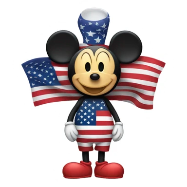 Mickey with usa flag and wings sticker