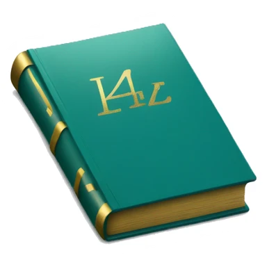 Realistic isolated teal book with metallic gold writing lying down flat. sticker
