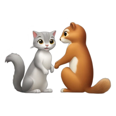 cat and squirrel with their backs to each other sticker