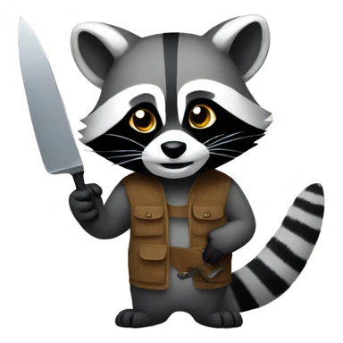 A raccoon holding a knife sticker