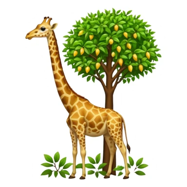 giraffe eating leaves from a tree sticker